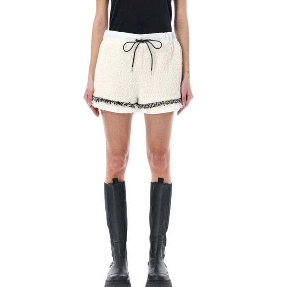 Sacai Tweed Shorts Drawcord Waist Off White Size XS- S